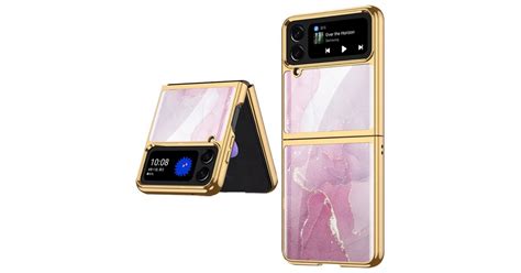 Premium Hibridni Ovitek Golden Frame Za Samsung Galaxy Z Flip Pink