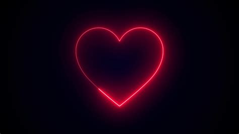 Animation Neon light heart Romantic background - Love and romance sign ...