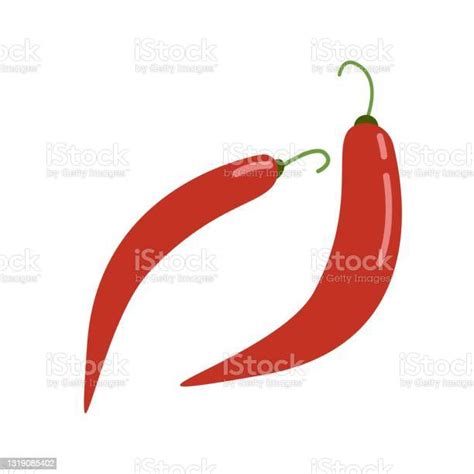 Red Hot Chili Pepper Spicy Food Vector Clipart In Flat Style Isolate On