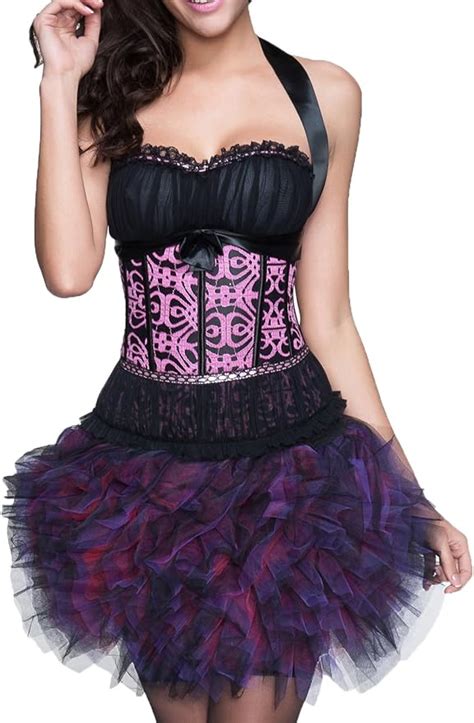 R Dessous Sexy Corsagenkleid Corsage Rock Mini Kleid Schwarz Kurz