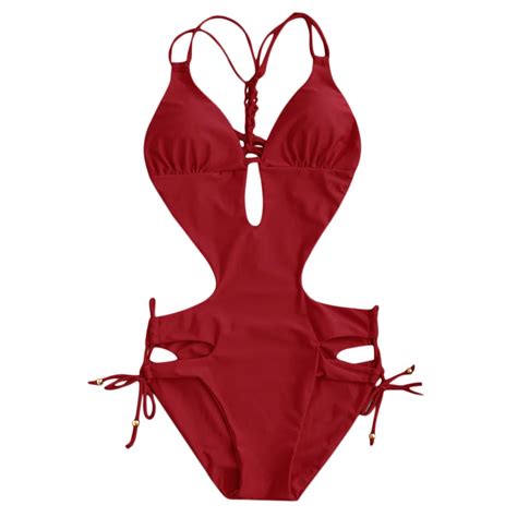 One Piece Swimsuit Lace Up Cut Out Swimwear Women Monokini Swimming Suit For Women Sexy Bathing