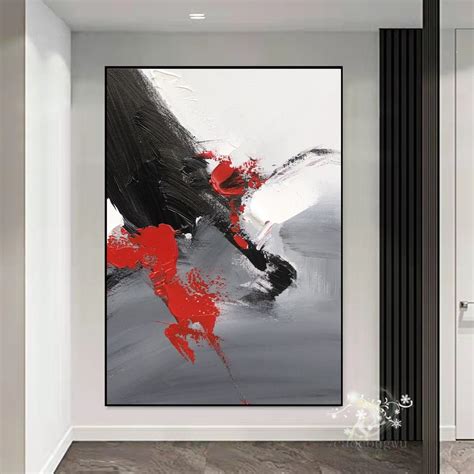 Large Wall Art Black Red Abstract Painting 3d Texture Art Etsy