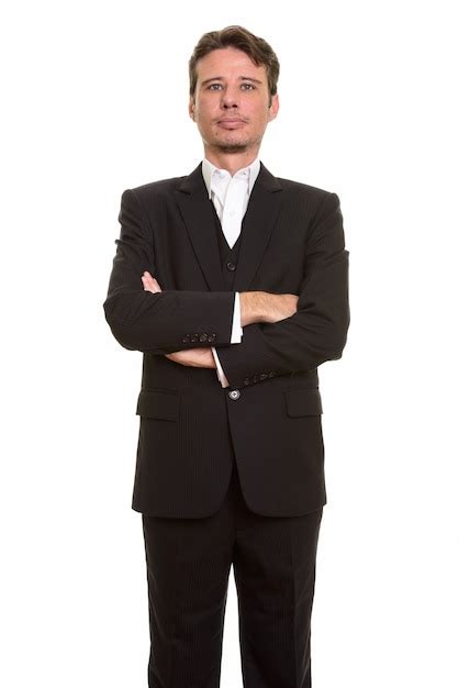 Premium Photo Handsome Caucasian Businessman With Arms Crossed