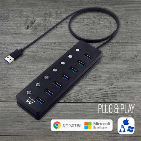 7 Port Powered Usb 30 Hub With Switches Ewent Eminent