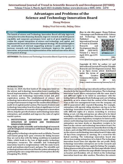 Advantages And Problems Of The Science And Technology Innovation Board