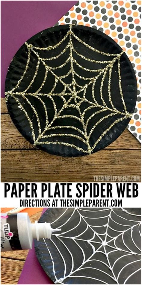 Paper Plate Spider Web Craft That Sparkles This Halloween • The Simple