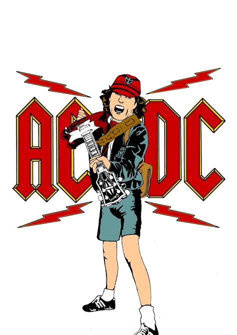 A Drawing Of A Person With A Guitar In His Hand And The Words Ac Dc On It