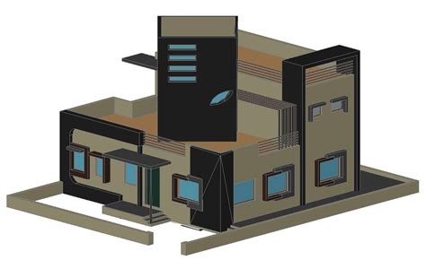 3D House Design Free CAD Drawing - Cadbull