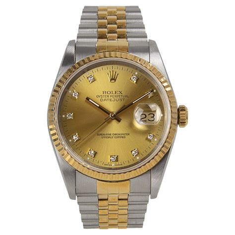 Rolex Oyster Perpetual Datejust Mm Bi Metal Diamond Dot Luxe