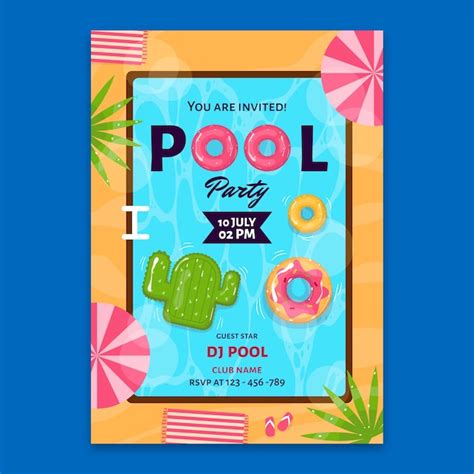 Free Vector Hand Drawn Pool Party Template