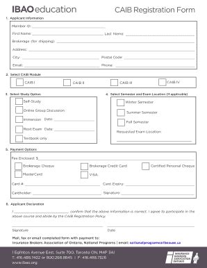 Fillable Online A Registration Form IBAO Fax Email Print PdfFiller