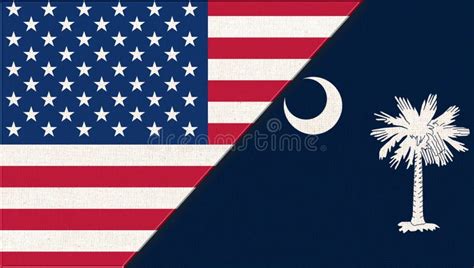 Flags Of Usa And South Carolina Political Concept American And South