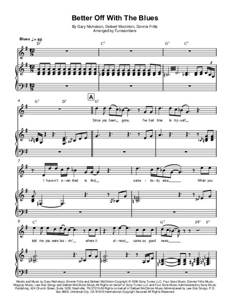 Better Off With The Blues Arr Tunescribers By Gary Nicholson Sheet