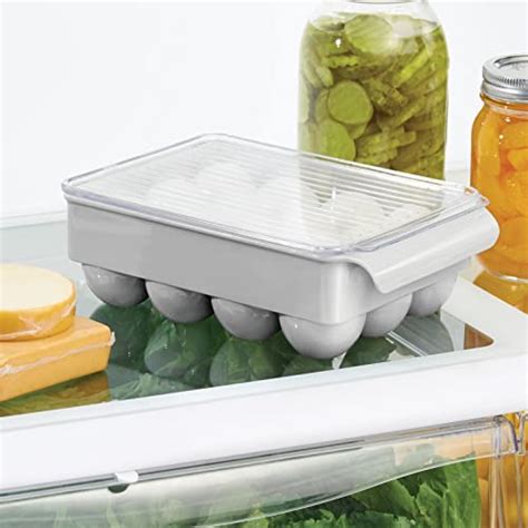 Mdesign Stackable Plastic Covered Egg Tray Holder Storage Container