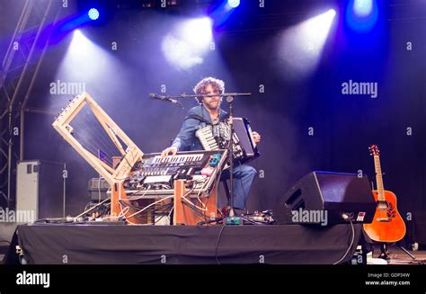 Martin Green Of British Folk Band Lau Performs On Stage At The Larmer