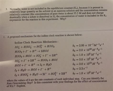 Solved 3 Normally Water Is Not Included In The Equilibrium