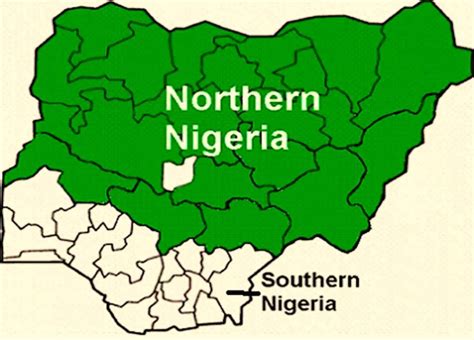 Map showing the Northern and Southern regions of Nigeria | Download ...