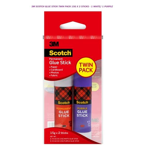 3m Scotch Glue Stick Value Pack 15g X 2 Sticks 1 White1 Purple