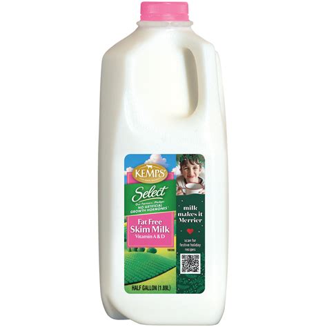 Kemps Select Fat Free Skim Milk Half Gallon Walmart