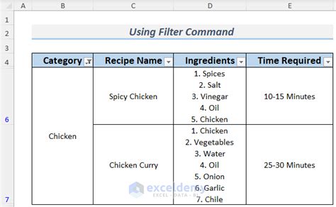 How To Create A Recipe Database In Excel 3 Methods