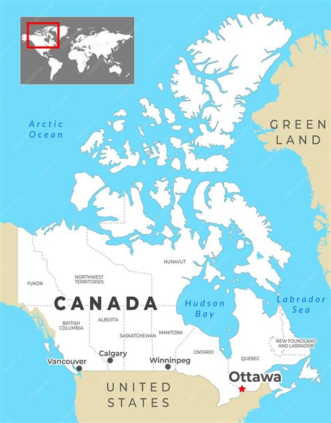 Premium Vector | Canada political map with capital ottawa most