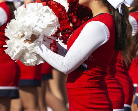 Close Up Cheerleaders Pom Pom while she Cheers Editorial Stock Photo - Image of group, lifestyle ...