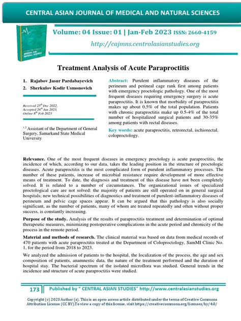 Treatment Analysis of Acute Paraproctitis | PDF | Patient | Surgery