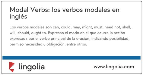 Modal Verbs los verbos modales en inglés