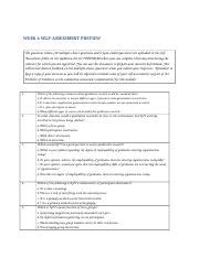 WEEK 06 RESOURCE 2 SELF ASSESSMENT PREVIEW Rtf WEEK 6 SELF ASSESSMENT