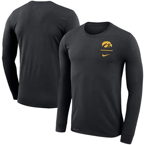 Mens Nike Black Iowa Hawkeyes Logo Stack Legend Performance Long