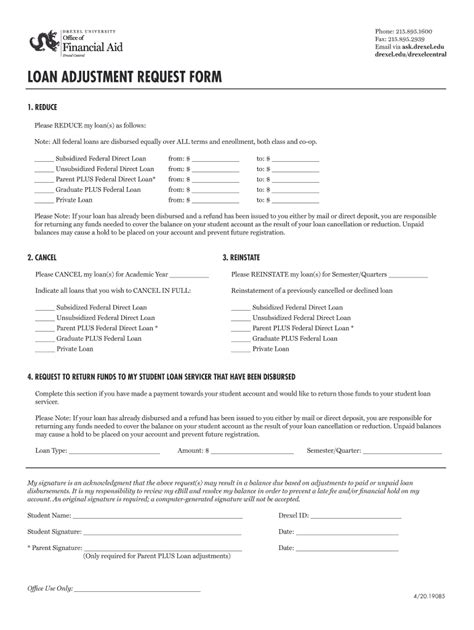 Drexel Loan Adjustment Form Fill Out And Sign Printable Pdf