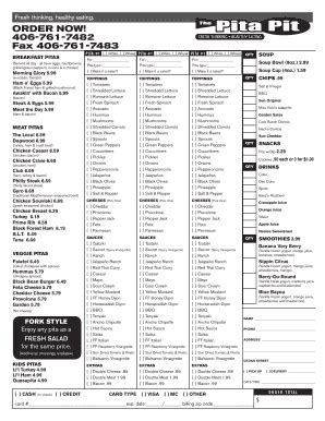 Pita Pit Menu Pdf Fill Online Printable Fillable Blank Pdffiller