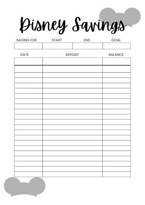 Disney Vacation Savings Tracker Instant Download Etsy