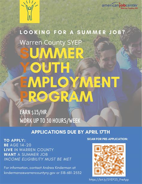 Summer Youth Employment Program Flyers Schedule Fern Orelie