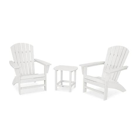 POLYWOOD Grant Park White 3 Piece Plastic Traditional Curveback