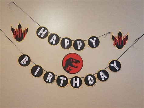 4 In 1 Printable Jurassic Park Happy Birthday Banner Plus Circle Letters In 3 Different Colors