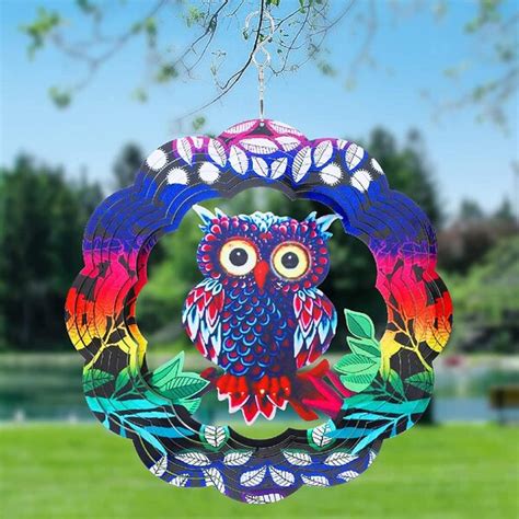 Arlmont Co Wind Spinner Inches Owl Hanging Wind Spinner With S