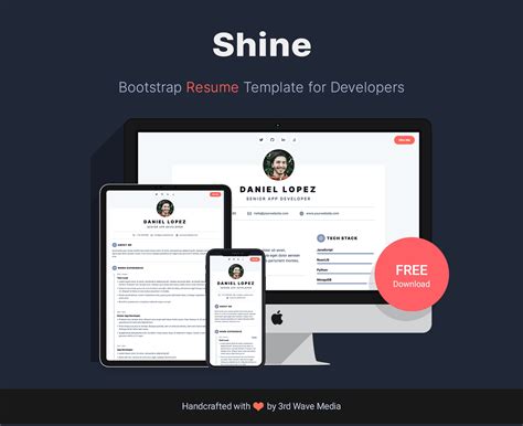 GitHub Xriley Shine Theme FREE Bootstrap 5 Light Mode Resume CV