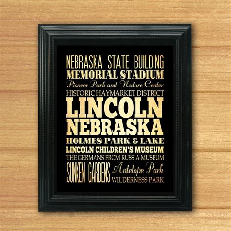 Lincoln Nebraska Typography Art Poster/Bus/Transit/Subway