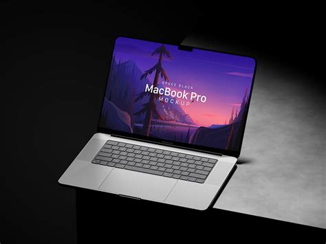 Free Space Black Macbook Pro Mockup Psd Set Good Mockups