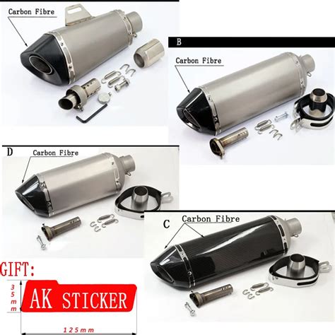 Universal 51mm Motorcycle Muffler Carbon Fibre Moto Exhaust Pipe Ttr Yzfr1 R6 Yzf600 Fz400 Cf150