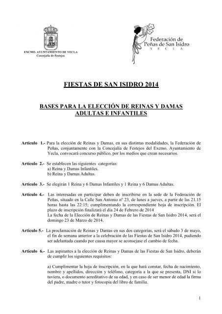 Bases Para La Elecci N De Reinas Y Damas