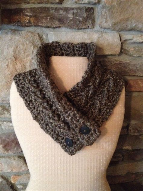 Inspired Button Cowl Crochet Pattern Button Scarf Short Scarf With Buttons Cable Knit Neck