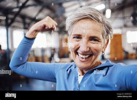 Senior Woman Flexing And Smile For Selfie Or Profile Picture In