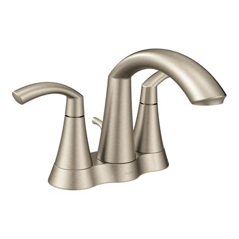 MOEN Glyde 4 in. Centerset 2-Handle High-Arc Bathroom Faucet in Brushed ...