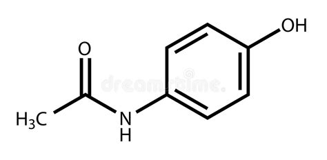 Paracetamol Acetaminophen Formula And Molecular Structure Stock Vector Illustration Of