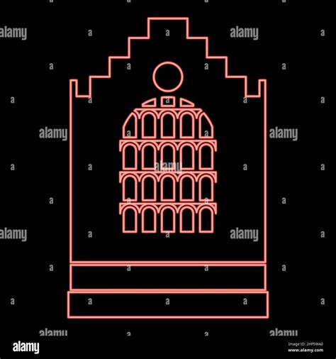 Neon Church Building Red Color Vector Illustration Flat Style Image Stock Vector Image And Art Alamy