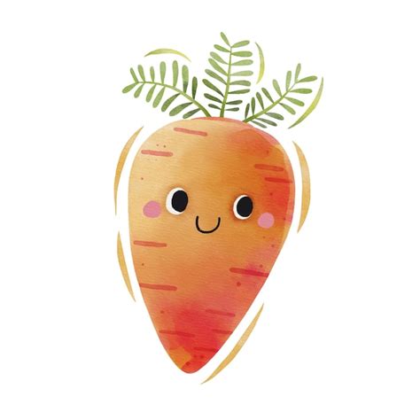 Premium Vector Watercolor Cute Carrot Cartoon Character Vector