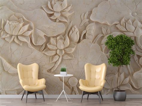 Embossed Look 3d Floral Wallpaper Livingroom Wall Decor 3d Style