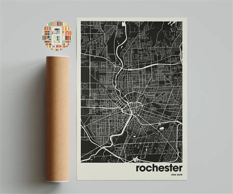 Rochester Map Rochester Map Print Minimalist Map New York Print Minimalist Decor Printable